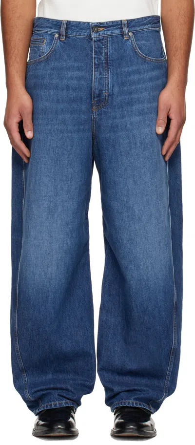 Givenchy Blue Denim Couture Seam Washed Jeans