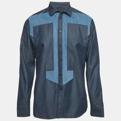 Pre-owned Givenchy Blue Denim Paneled Long Sleeve Shirt Xl