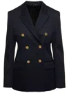 Givenchy Wool Blend Blazer With Back Slit And Multiple Pockets In Blue