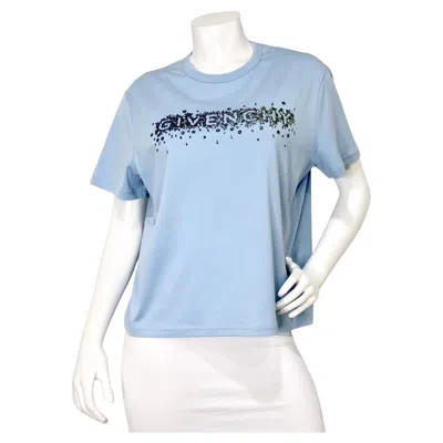 Pre-owned Givenchy Blue Embellished Logo Cotton T-shirt