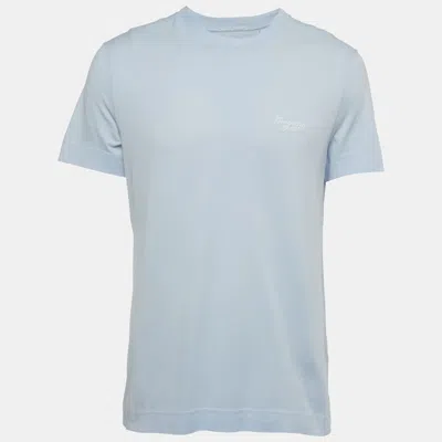 Pre-owned Givenchy Blue Embroidered Jersey Crew Neck T-shirt M