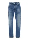 Givenchy Washed Denim Tapered Leg Jeans With Contrast Stitching In Multicolor