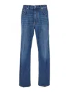 Givenchy Blue Five-pocket Jeans With Logo Patch On The Back In Denim Man In Blue