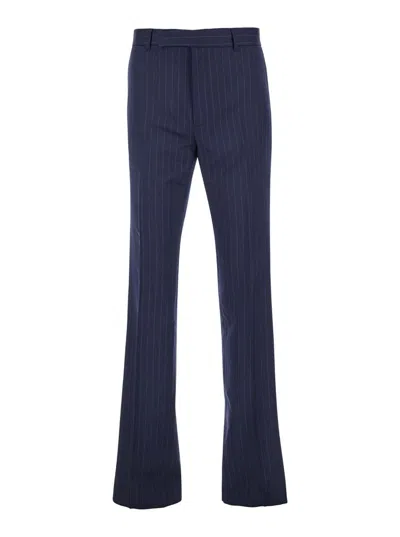 Givenchy Blue Flared Pants With High Waist In Wool Man