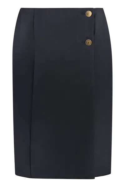 GIVENCHY BLUE GABARDINE WRAP SKIRT FOR WOMEN IN FW23 COLLECTION