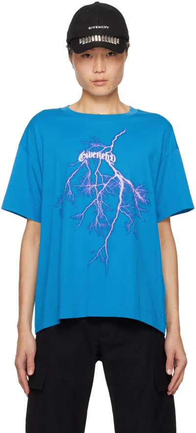 Givenchy Blue Graphic T-shirt In 430-bright Blue