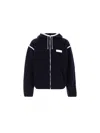 Givenchy Wool Hooded Jacket Contrast Trim Pockets In Blue