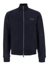 Givenchy Blue Jacket With High Neck And Logo Patch On The Front In Wool And Cashmere Blend Man In Blue