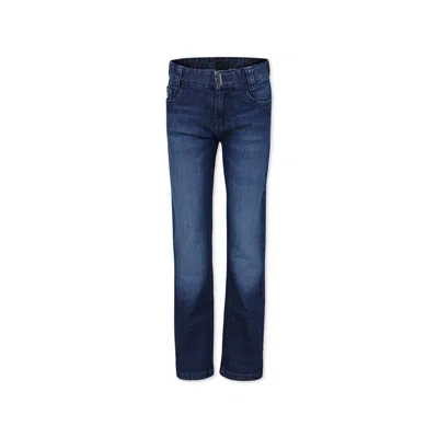 Givenchy Kids' Blue Jeans For Boy With 4g Motif In Denim