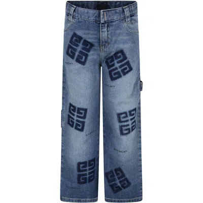 Givenchy Kids' Blue Jeans For Boy With Logo In Denim