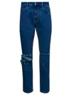 Givenchy Blue Jeans With Zip And Rips Details In Cotton Denim Man In Black