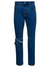 Givenchy Blue Jeans With Zip And Rips Details In Cotton Denim Man In Blue