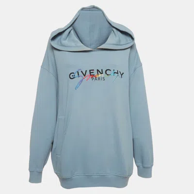 Pre-owned Givenchy Blue Jersey Long Sleeve Hoodie Xs