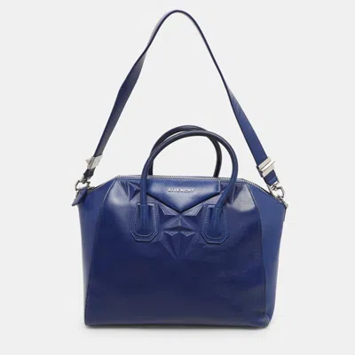 Pre-owned Givenchy Blue Leather 3d Stud Antigona Satchel