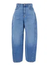 Givenchy Blue Jeans With Logo Patch On The Rear And Wide Leg In Denim Woman In Blue