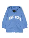GIVENCHY BLUE LOGO PRINT ZIP-UP HOODIE