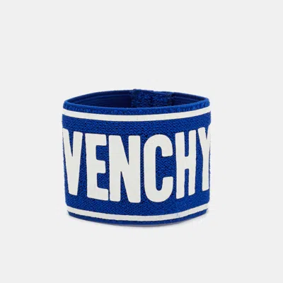 Pre-owned Givenchy Blue Logo Stretch Terry Sport Wristband