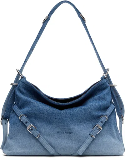 Givenchy Blue Medium Voyou Gradient Denim Bag In 420-medium Blue