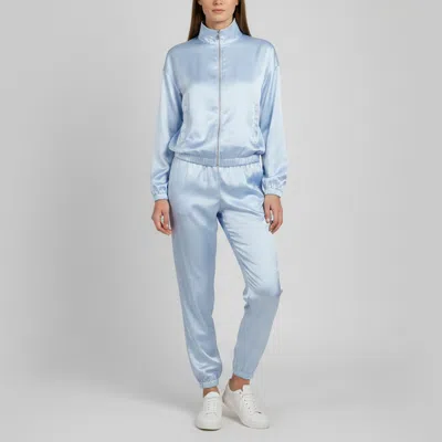 Pre-owned Givenchy Blue Nylon/satin Logo Embroidered Reversible Jacket And Pants Set S