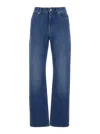 Givenchy Blue Pants With Belt Loops And Logo Patch On The Rear In Denim Woman In Blue