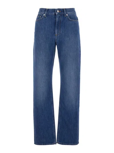 Givenchy Blue Pants With Belt Loops And Logo Patch On The Rear In Denim Woman