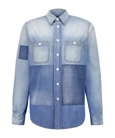 GIVENCHY GIVENCHY BLUE PATCHWORK DENIM SHIRT