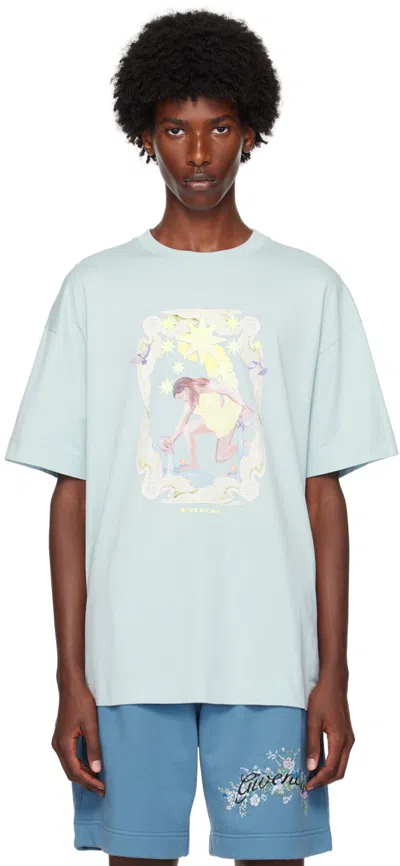 Givenchy Blue Printed T-shirt In 450-sky Blue