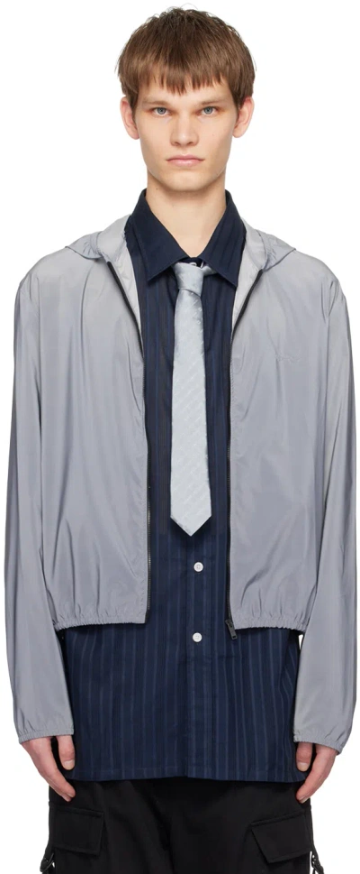 Givenchy Blue Reflective Hooded Jacket In 452-light Blue