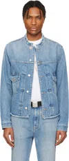 Givenchy Blue Reworked Biker Denim Jacket In 415-indigo Blue