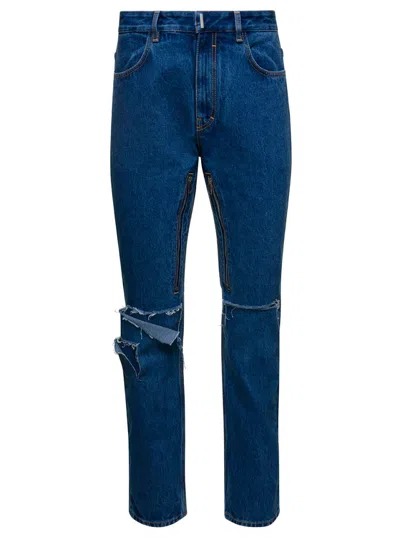 GIVENCHY BLUE RIPS NARROW FIT JEANS
