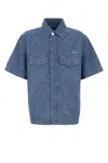Givenchy Signature Logo Short-sleeved Denim Shirt In Light Blue