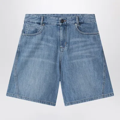 Givenchy Blue Shorts With Logo Embroidery In Multi