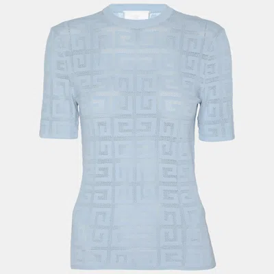 Pre-owned Givenchy Blue Stretch Knit Blend Tops Xs