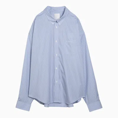Givenchy Blue Striped Cotton Button-down Shirt Men In Light Blue
