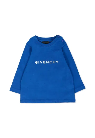 Givenchy Blue T-shirt For Baby Boy With Logo In Multi