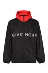 GIVENCHY BLUE TECHNICAL FABRIC HOODED JACKET FOR MEN