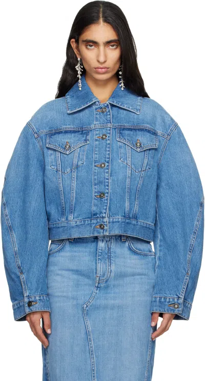 Givenchy Womens Medium Blue Cropped Denim Jacket In Multi