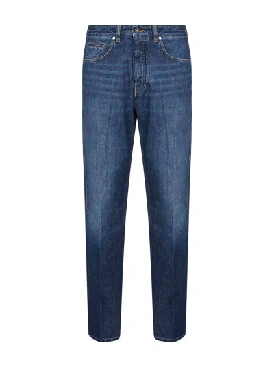 GIVENCHY BLUE WASHED DENIM STRAIGHT JEANS