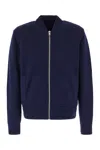 Givenchy Blue Jacket With High Neck And Logo Patch On The Front In Wool And Cashmere Blend Man In 499