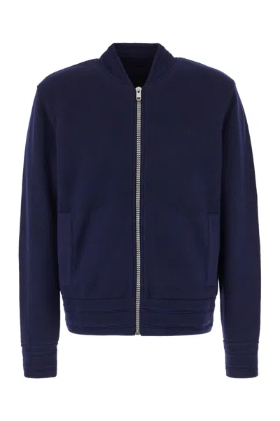 Givenchy Blue Jacket With High Neck And Logo Patch On The Front In Wool And Cashmere Blend Man