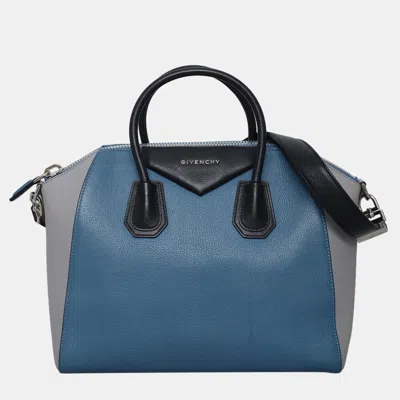 Pre-owned Givenchy Blue/grey/black Medium Antigona Satchel Bag