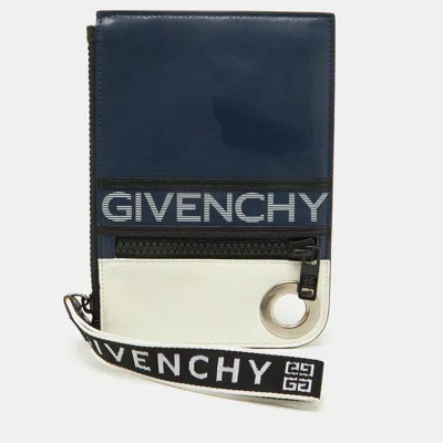 Pre-owned Givenchy Blue/white Leather Sac Bandouillere Fin Crossbody Bag