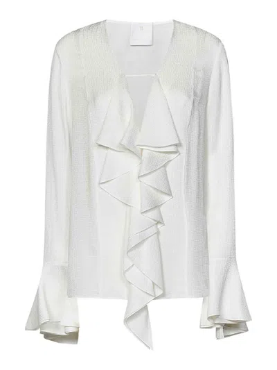 Givenchy Long-sleeved White Silk Crpon Blouse