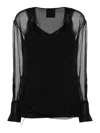 Givenchy Long-sleeve Silk Wrap Blouse In Black