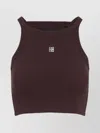 Givenchy 4g Logo Ribbed Crop Tank Top In Brown