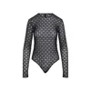 Givenchy Black Monogram 72 Tulle Bodysuit In Black