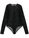Givenchy Logo Monogram Semi-sheer Bodysuit In Black