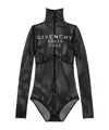 Givenchy Mesh Bodysuit With Embroidered Logo In Black