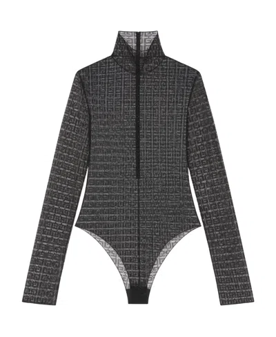 Givenchy Bodysuit In 4g Lace With Rhinestones In Black