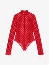 Givenchy Transparent Monogrammed Bodysuit In Red